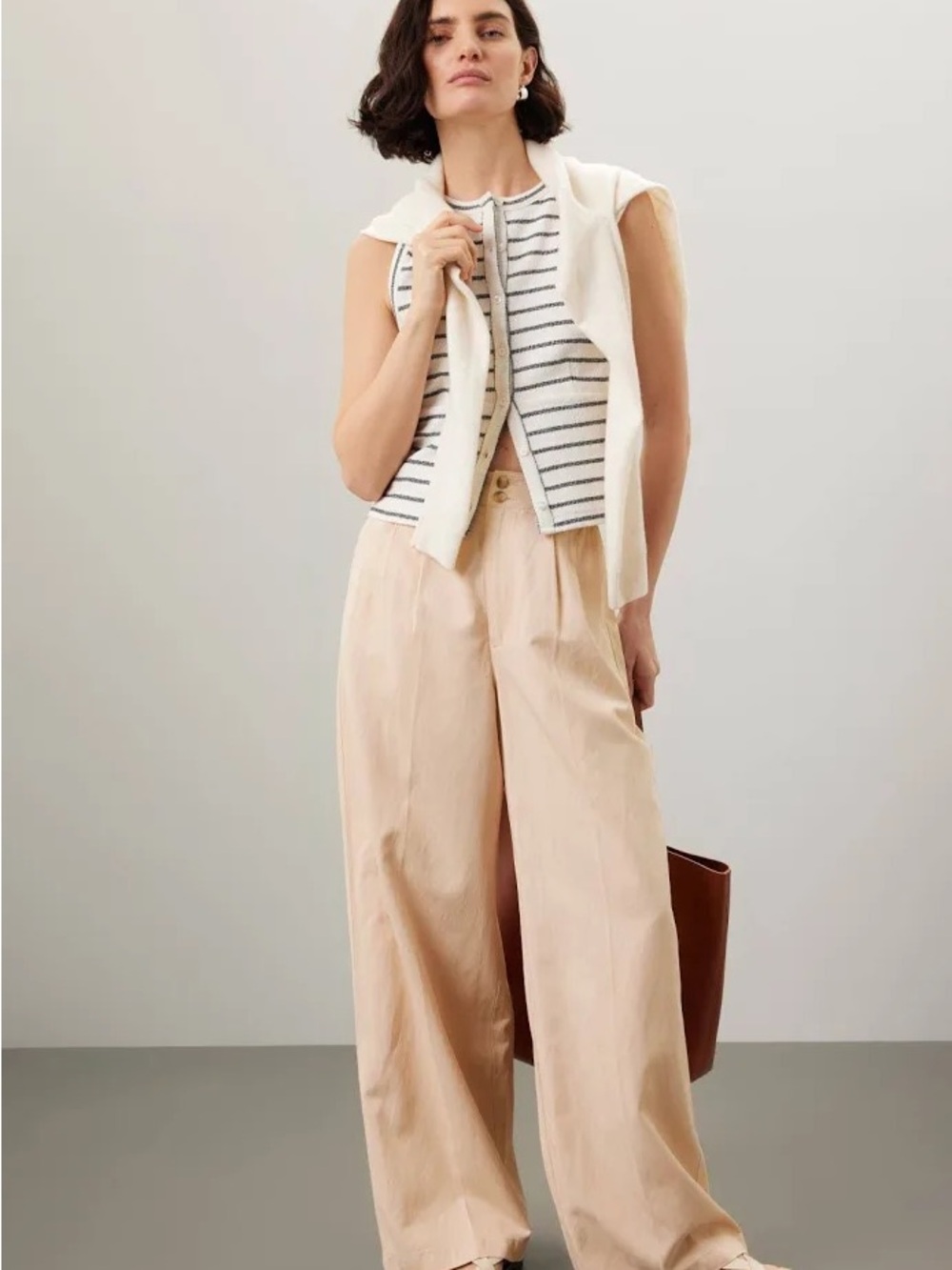 Madewell Wide-Leg High-Rise Pants in Soft Peach